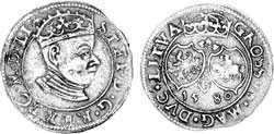 Грош. 1580. Стефан Баторий.